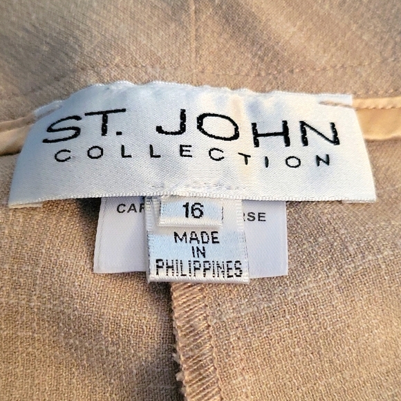 ST JOHN  COLLECTION  SZ16 TAN WIDE LEG SLACKS WITH FRONT POCKETS - Picture 7 of 13